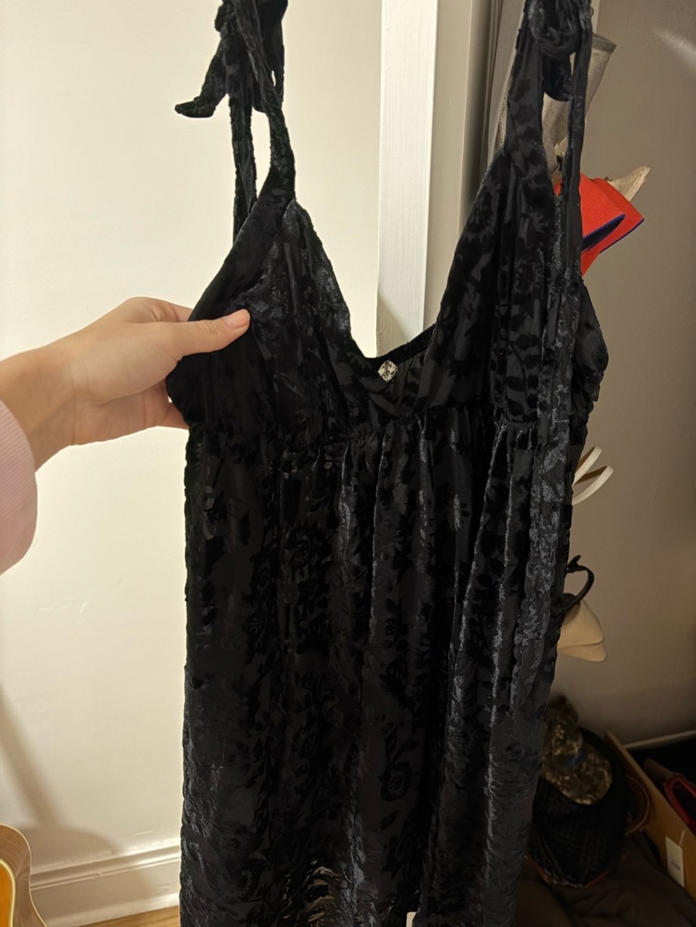 Free People Black Velvet Mini Dress